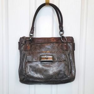 Coach Kristin handbag in embossed snakeprint. Brown